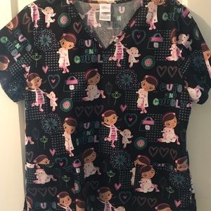 Womens Disney Doc McStuffins Scrub Top Large